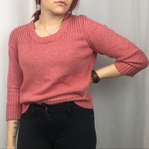 Levi’s San Francisco Pink knit Sweater Quarter Length Ribbed Sleeve Wide Neck M